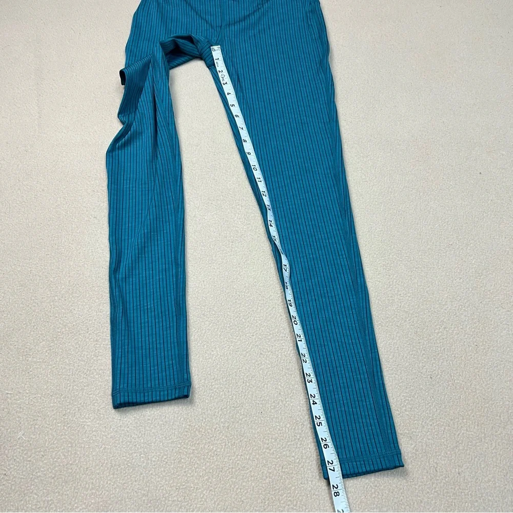 Prana Leggings Womens XS Teal Luminance High Rise Striped Storm Blue NWT